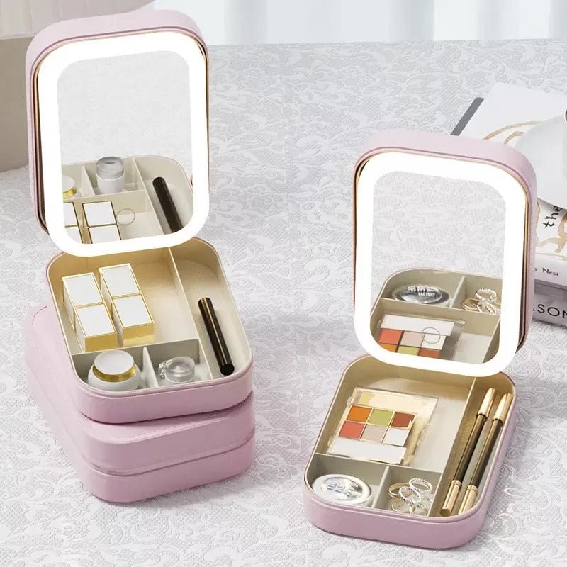 Organizador De Maquillaje Con Espejo Led