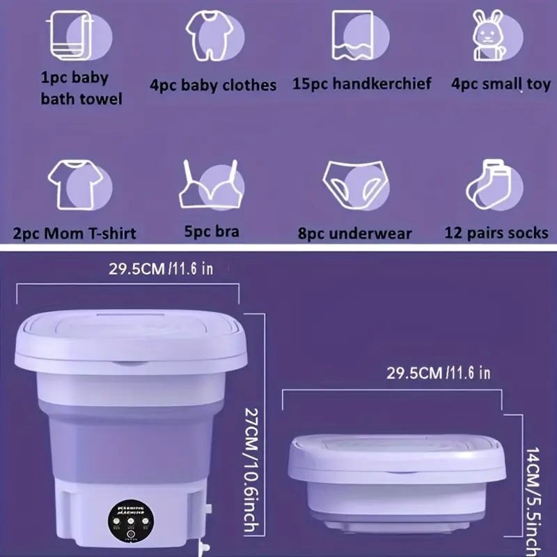 Mini Lavadora De Ropa Plegable Portátil